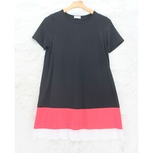Jenny Boston Dress Women's S Black Pink Shift Short Sleeve Lightweight #1341